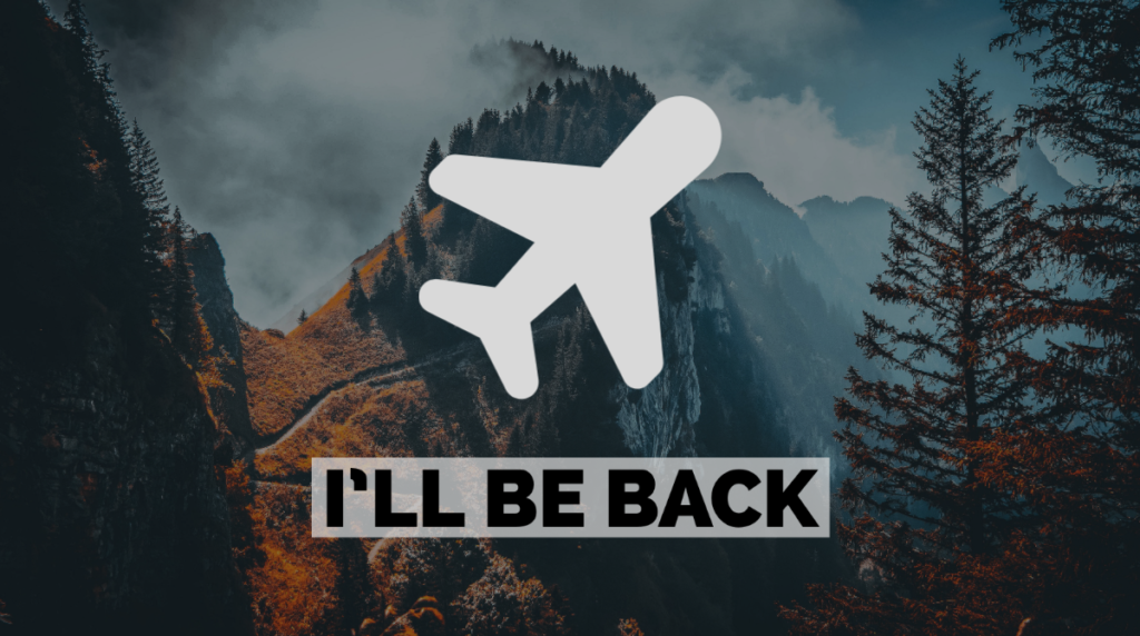 Airplane on outdoors graphic - i'll be back